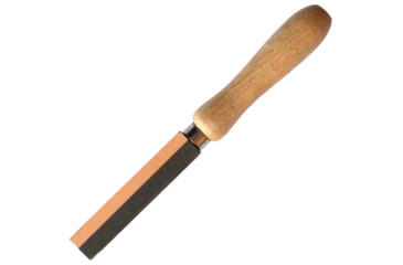 Image of Prandi Axe Sharpening Stone, 7.75in Overall, Gray Side-180 Grit, Orange Side-400 Grit, Stone 3.88in X 1.5in X 0.75in, Wooden Handle, 7.708.00