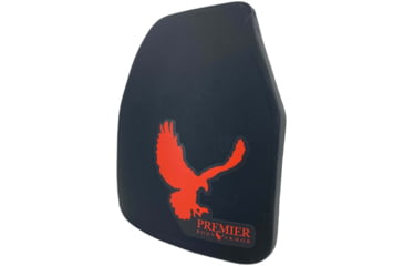Image of Premier Body Armor STRATIS Armor Plate, Level III, Multi-Curve, Shooters Cut, Black/Orange Eagle, 10 x 12 Multi-Curve, STR-9260-OR