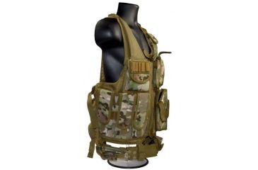 Image of Sniper Tactical Multi Function Molle Plate Vest with Carrier for Bullet Clips/Bullets with Pouch, Camo Tan, ASVT01-TC
