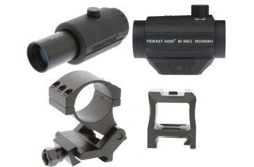 Image of OpticsPlanet Exclusive Primary Arms 1x 2 MOA Micro Red Dot Sight Exclusive Bundle w/Bases and Magnifier, Black, MD-BLK-BUNDLE