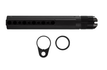 Image of Primary Weapons Systems PWS Enhanced Buffer Tube, Mil-Spec Gen 2 Ratchet Lock endplate, Black, AR-15, 4G2BTMB-1F