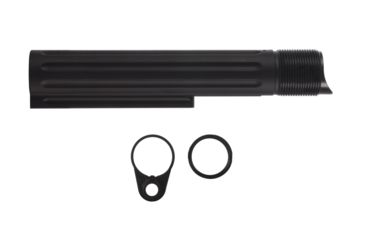 Image of Primary Weapons Systems PWS Enhanced Buffer Tube, Mil-Spec Gen 2 Ratchet Lock endplate, Black, AR-15, 4G2BTMB-1F