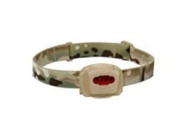 Image of Princeton Tec Tactical Quad Headlamp, Multicam w/ Red/Blue/Green/White LED, 60 Lumens, 105 hrs. QUAD-TAC-MC