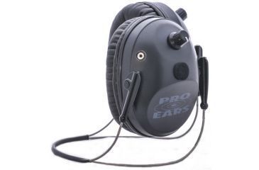 Image of Pro-Ears Pro Tac Plus Gold Low Profile NRR 26 Earmuffs, Black, Behind Head w/ Lithium Batteries