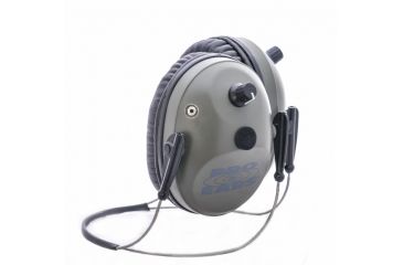 Image of Pro Ears Pro Tac Plus Gold Low Profile NRR 26 Earmuffs, Green, Behind the Head w/ Lithium Batteries