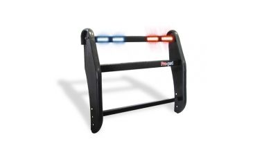 Image of Pro-Gard Industries Black Powder Coated Steel, Standard Push Bumper W/ Integrated Eight Head, 1/2 Red 1/2 Tir3 Led Lightbar - PB47UINT13LEDRB