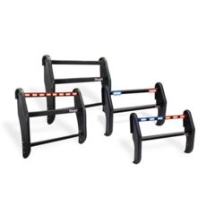 Image of Pro-Gard Industries Black Powder Coated Steel, Standard Push Bumper With Integrated, Two Head, All 1/2 Red &amp; 1/2 Blue Ions - PB47UINT13ION2RB