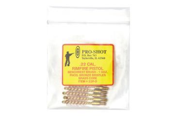 Image of Pro-Shot Brass Core-Bronze Bristle Pistol Length Bore Brush .22 Caliber