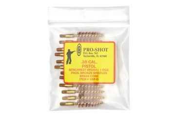Image of Pro-Shot Brass Core-Bronze Bristle Pistol Length Bore Brush .38/.357 Caliber