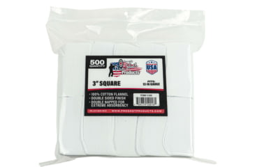 Image of Pro-Shot Cotton Flannel Patches, 12-16 Gauge, 3 in, White, 500, 3-500