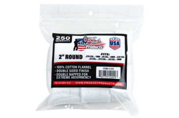 Image of Pro-Shot Cotton Flannel Patches, .270-.38 Caliber, 2 in Round, White, 250, 2-250