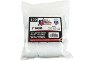 Image of Pro-Shot Cotton Flannel Patches, .270-.38 Caliber, 2 in Round, White, 500, 2-500