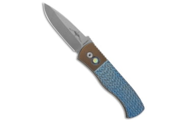 Image of Pro-Tech Knives Emerson Custom CQC-7 Jigged Automatic Folding Knife, 3.25in, CPM 20CV, Spear Point Blade, Blue Handle, Blue/Gray, 7.875 inch, BHQ-196680