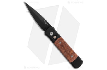 Image of Pro-Tech Knives Godson Automatic Folding Knife, 3.15in, 154CM, Spear Point Blade, Wood, Black/Wood Handle, Lace Redwood Burl, Black/Wood/Black, 7.56 inch, BHQ-23789