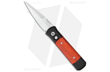 Image of Pro-Tech Knives Godson Automatic Folding Knife, 3.15in, 154CM, Spear Point Blade, Cocobolo, Black/Wood Handle, Satin, Black/Wood/Gray, 7.56 inch, BHQ-3155