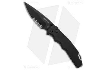 Image of Pro-Tech Knives Lerch TR-5 Spring Assisted Opening Folding Knife, 3.25in, 154CM, Drop Point Blade, Aluminum, Black Handle, Serr, Black/Black, 7.625 inch, BHQ-37622