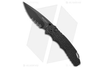 Image of Pro-Tech Knives Lerch TR-5 Spring Assisted Opening Folding Knife, 3.25in, 154CM, Drop Point Blade, Aluminum, Black Handle, Feathered, Black/Black, 7.625 inch, BHQ-50426