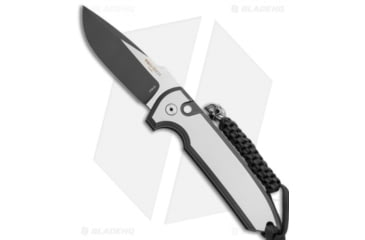 Image of Pro-Tech Knives Les George Rockeye Steel Custom Automatic Folding Knife, 3.375in, D2, Drop Point Blade, Stainless Steel, Black/Gray Handle, Black/Gray/Black, 8.375 inch, BHQ-50427
