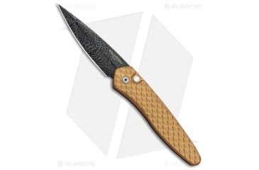 Image of Pro-Tech Knives Newport Custom Automatic Folding Knife, 3.00in, Damascus, Spear Point Blade, Stainless Steel, Copper/Rose Handle, Damascus, Copper/Rose/Black, 7.125 inch, BHQ-88612