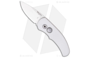 Image of Pro-Tech Knives Runt J4 Automatic Folding Knife, 1.94in, 154CM, Drop Point Blade, Aluminum, Gray Handle, Gray/Gray, 5.27 inch, BHQ-4037