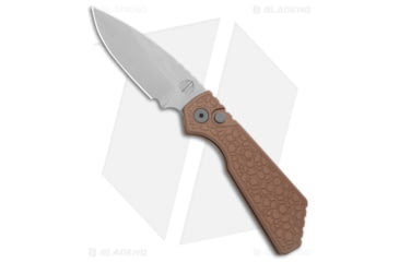 Image of Pro-Tech Knives Strider + PT Automatic Folding Knife, 3.00in, CPM MagnaCut, Drop Point Blade, Aluminum, Tan Handle, Gridlock FDE, Tan/Gray, 7.00 inch, BHQ-208951