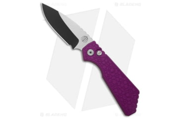 Image of Pro-Tech Knives Strider + PT Automatic Folding Knife, 3.00in, CPM MagnaCut, Drop Point Blade, Aluminum, Purple Handle, Gridlock Purple Al, Purple/Black, 7.00 inch, BHQ-210177