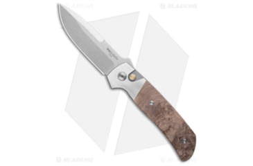Image of Pro-Tech Knives Terzuola ATCF Custom Automatic Folding Knife, 3.50in, CPM MagnaCut, Drop Point Blade, Steel, Wood, Gray/Brown Handle, Gray/Brown/Gray, 7.90 inch, BHQ-185880