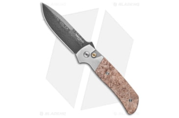 Image of Pro-Tech Knives Terzuola ATCF Custom Automatic Folding Knife, 3.50in, Damascus, Drop Point Blade, Steel, Wood, Gray/Brown Handle, Gray/Brown/Black, 7.90 inch, BHQ-185882