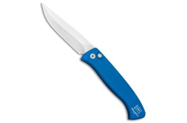 Image of Pro-Tech Knives Brend 2 Small Automatic Folding Knife, 2.90in, 154CM, Clip Point Blade, Aluminum, Blue Handle, Blue/Gray, 6.60 inch, BHQ-91328