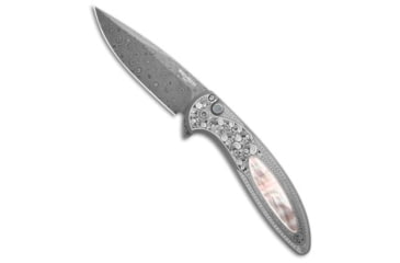 Image of Pro-Tech Pro-Tech Custom Cambria Knife Steel + Black Lip Pearl Inlay 3.5" Damascus, Black/Gray, Damascus, adult, BHQ-221608