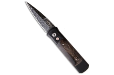 Image of Pro-Tech Knives Custom Godson Automatic Folding Knife, 3.15in, Damascus, Spear Point Blade, Mastodon, Black/Brown Handle, Mastodon Ivory, Black/Brown/Black, 7.56 inch, BHQ-11282