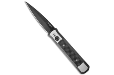 Image of Pro-Tech Knives Custom Steel Godfather Automatic Folding Knife, 4.00in, 154CM, Spear Point Blade, Carbon Fiber, Black/Gray Handle, Black/Gray/Black, 9.25 inch, BHQ-25485