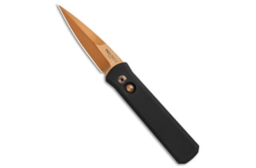 Image of Pro-Tech Knives Godson Automatic Folding Knife, 3.15in, 154CM, Spear Point Blade, Aluminum, Black Handle, Standard, Black/Copper, 7.56 inch, BHQ-74861