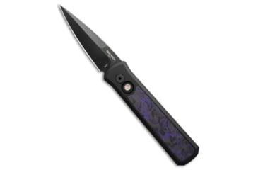 Image of Pro-Tech Knives Godson Automatic Folding Knife, 3.15in, CPM 20CV, Spear Point Blade, Aluminum, Carbon Fiber, Black Handle, Black/Black, 7.56 inch, BHQ-222752