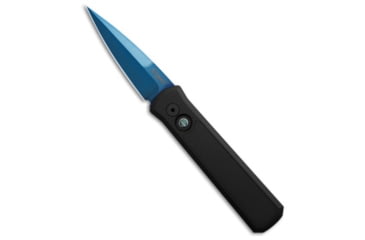 Image of Pro-Tech Knives Godson Automatic Folding Knife, 3.15in, 154CM, Spear Point Blade, Aluminum, G-10, Black Handle, Sapphire, Black/Blue, 7.56 inch, BHQ-205036