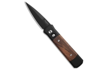 Image of Pro-Tech Knives Godson Automatic Folding Knife, 3.15in, 154CM, Spear Point Blade, Aluminum, Wood, Black/Wood Handle, Bocote Wood, Black/Wood/Black, 7.56 inch, BHQ-214292