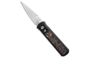 Image of Pro-Tech Pro-Tech Godson Automatic Knife Black Aluminum Livewire CF 3.2" Satin, Black/Copper, CPM 20CV, adult, BHQ-220725