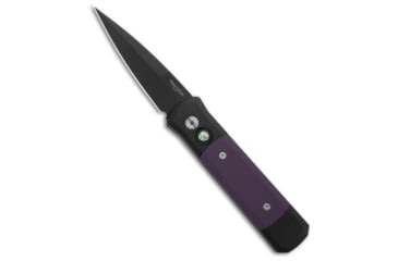 Image of Pro-Tech Knives Godson Automatic Folding Knife, 3.15in, 154CM, Spear Point Blade, Aluminum, G-10, Black/Purple Handle, Purple G-10 Inlay, Black/Purple/Black, 7.56 inch, BHQ-199927