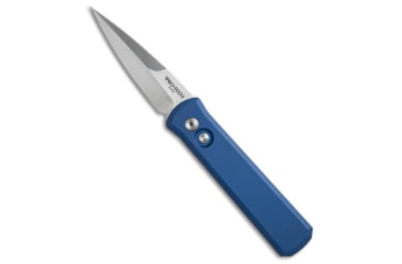 Image of Pro-Tech Knives Godson Automatic Folding Knife, 3.15in, 154CM, Spear Point Blade, Aluminum, Blue Handle, Satin, Blue/Gray, 7.56 inch, BHQ-68056