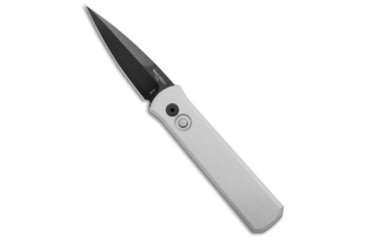 Image of Pro-Tech Knives Godson Automatic Folding Knife, 3.15in, CPM 20CV, Spear Point Blade, Aluminum, Silver Handle, Silver/Black, 7.56 inch, BHQ-223142