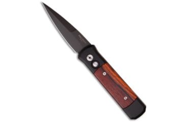 Image of Pro-Tech Knives Godson Automatic Folding Knife, 3.15in, 154CM, Spear Point Blade, Cocobolo, Black/Wood Handle, Standard, Black/Wood/Black, 7.56 inch, BHQ-3675