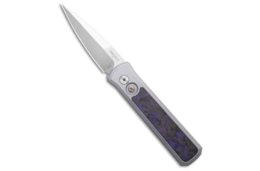 Image of Pro-Tech Knives Godson Automatic Folding Knife, 3.15in, CPM 20CV, Spear Point Blade, Aluminum, Carbon Fiber, Gray Handle, Gray/Silver, 7.56 inch, BHQ-223143