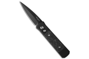Image of Pro-Tech Knives Godson Automatic Folding Knife, 3.15in, 154CM, Spear Point Blade, Aluminum, Carbon Fiber, Black Handle, Standard, Black/Black, 7.56 inch, BHQ-36441