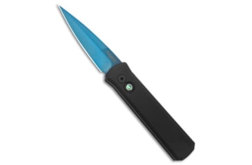 Image of Pro-Tech Knives Godson Automatic Folding Knife, 3.15in, 154CM, Spear Point Blade, Aluminum, Black Handle, Tactical, Black/Blue, 7.56 inch, BHQ-176165