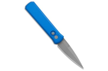 Image of Pro-Tech Knives Godson Automatic Folding Knife, 3.15in, 154CM, Spear Point Blade, Aluminum, Blue Handle, Blue/Dark Gray, 7.56 inch, BHQ-222753