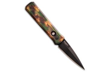 Image of Pro-Tech Pro-Tech Godson Left Hand Automatic Knife Woodland Camo Aluminum 3.15" DLC, Camo, 154CM, adult, BHQ-224881