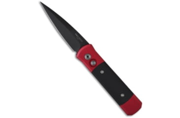 Image of Pro-Tech Knives Godson Red Automatic Folding Knife, 3.15in, 154CM, Spear Point Blade, G-10, Black/Red Handle, Black/Red/Gray, 7.56 inch, BHQ-9421
