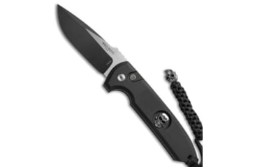 Image of Pro-Tech Knives Les George Limited Rockeye Skull Automatic Folding Knife, 3.375in, D2, Drop Point Blade, Aluminum, Black Handle, Black/Black, 8.375 inch, BHQ-51234
