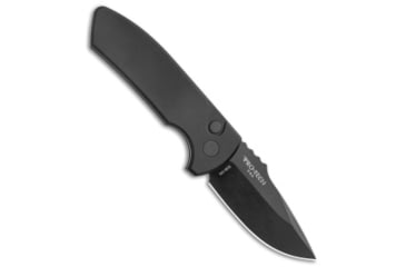 Image of Pro-Tech Knives Les George SBR Automatic Folding Knife, 2.625in, CPM S35VN, Drop Point Blade, Aluminum, Black Handle, Left-Handed, Black/Black, 6.50 inch, BHQ-141223