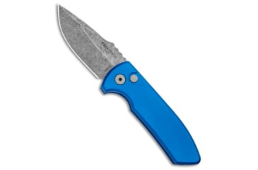 Image of Pro-Tech Knives Les George SBR Automatic Folding Knife, 2.625in, CPM S35VN, Drop Point Blade, Aluminum, Blue Handle, Acid Wash, Blue/Gray, 6.50 inch, BHQ-97049